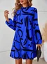 Women's Long Sleeve Spring/Fall Yellow Abstract Daily Going Out Casual Midi A-Line Dress