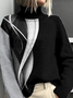 Black And White Colorblock Mock Neck Vintage Sweatshirt