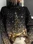 Loose Casual Mock Neck Christmas Sweatshirt