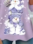 Christmas Snowman Casual Round Neck Long Sleeve T-Shirt