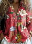 Ethnic Loose 3D Printing Shawl Collar Shirt