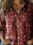 Ethnic Loose Shawl Collar Shirt