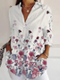 Casual Floral Loose Shirt Collar Shirt