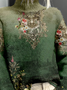 Vintage Loose Mock Neck Ethnic Sweatshirt