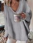 Loose Plain Casual Crew Neck Sweatshirt