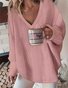 Loose Plain Casual Crew Neck Sweatshirt