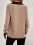 Contrast Stitching Regular Fit V Neck Casual Shirt