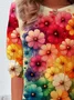 Floral Print Long Sleeve Crew Neck T-shirt