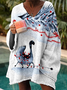 Loose V Neck Casual Sweatshirt