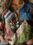 Ethnic Shawl Collar Loose 3D Printing Shirt