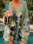 Casual Floral Loose Zipper Sweatshirt