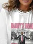 White House Trump Print Long Sleeve Crew Neck T-shirt