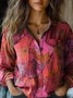 Shawl Collar 3D Printing Loose Ethnic Shirt