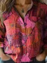 Shawl Collar 3D Printing Loose Ethnic Shirt