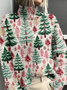 Mock Neck Casual Christmas Loose Sweatshirt