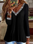 Loose Multicolor Block V Neck Casual T-Shirt