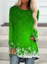 Casual Christmas Crew Neck Loose T-Shirt