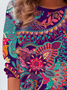 Ethnic Graphic Print Long-Sleeved Crew Neck T-shirt