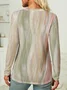 Crew Neck Ombre Regular Fit Casual Long Sleeve Shirt