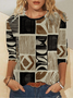 Casual Crew Neck Geometric Long Sleeve Shirt