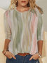 Crew Neck Ombre Regular Fit Casual Long Sleeve Shirt