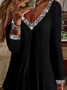 Loose Multicolor Block V Neck Casual T-Shirt