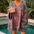 Casual Floral V Neck Loose Sweatshirt
