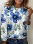 Floral Print Long Sleeve Crew Neck T-shirt