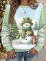 Christmas Snowman Print Long-Sleeved Sweatshirt