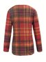 Women's Vintage Plaid V-neck Long Sleeve T-shirt