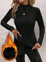 Women's Warm Knit Wool White Turtleneck Flannel T-Shirt