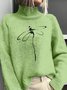 Dragonfly Loose Mock Neck Ethnic Sweatshirt