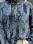 Mock Neck Random Print Ethnic Loose Sweatshirt