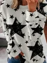 Crew Neck Casual Star Sweatshirt