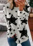Crew Neck Casual Star Sweatshirt