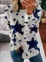 Crew Neck Casual Star Sweatshirt