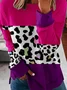 Casual Crew Neck Color Block Sweatshirt