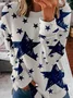 Crew Neck Casual Star Sweatshirt