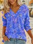 Bohemian Print Long Sleeve V Neck Top