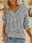 Bohemian Print Long Sleeve V Neck Top