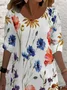 Floral Print Casual Round Neck Long Sleeve Dress