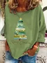 Merry Christmas Tree Print Casual Sweatshirt