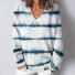 Vintage V Neck Loose Striped Sweatshirt