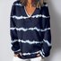 Vintage V Neck Loose Striped Sweatshirt