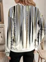 Abstract Printed Casual Long-Sleeved Half-Open Collar Sweatshirt