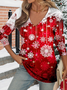 Christmas Snowflake Print Long Sleeve Crew Neck T-shirt