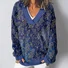Ethnic Multicolor Block Loose V Neck Sweatshirt