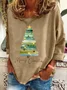 Merry Christmas Tree Print Casual Sweatshirt