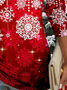 Christmas Snowflake Print Long Sleeve Crew Neck T-shirt