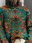 Casual Loose 3D Printing Mock Neck Sweatshirt
